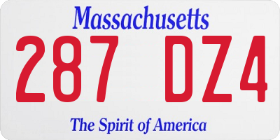 MA license plate 287DZ4