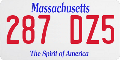 MA license plate 287DZ5
