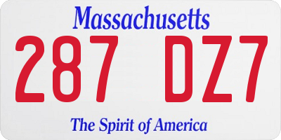 MA license plate 287DZ7