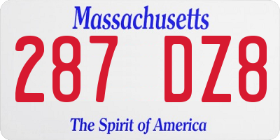 MA license plate 287DZ8