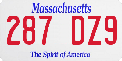 MA license plate 287DZ9