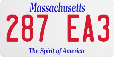 MA license plate 287EA3
