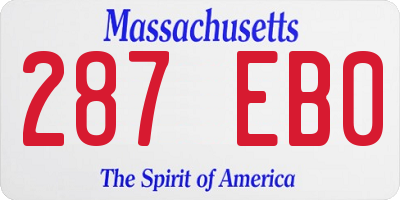MA license plate 287EB0