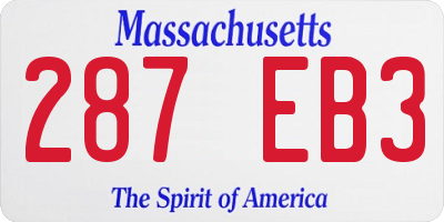 MA license plate 287EB3