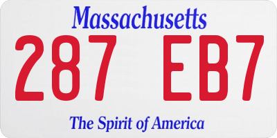 MA license plate 287EB7