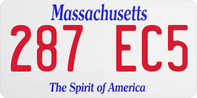 MA license plate 287EC5