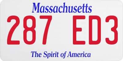 MA license plate 287ED3