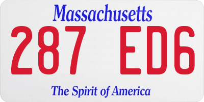 MA license plate 287ED6