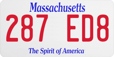 MA license plate 287ED8