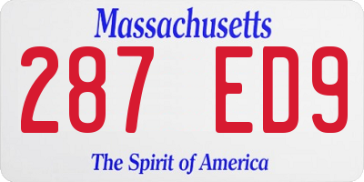 MA license plate 287ED9