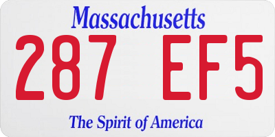 MA license plate 287EF5