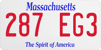MA license plate 287EG3