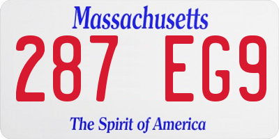 MA license plate 287EG9