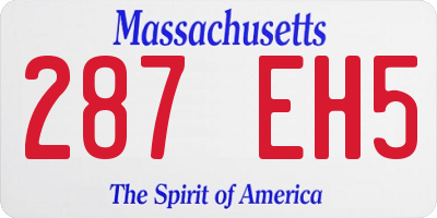MA license plate 287EH5
