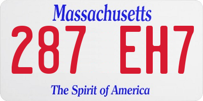 MA license plate 287EH7