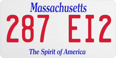 MA license plate 287EI2