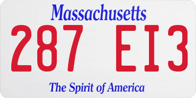 MA license plate 287EI3