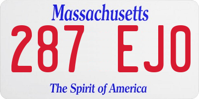 MA license plate 287EJ0