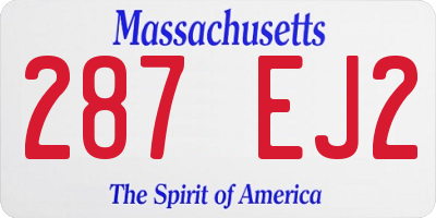MA license plate 287EJ2