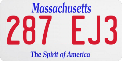 MA license plate 287EJ3