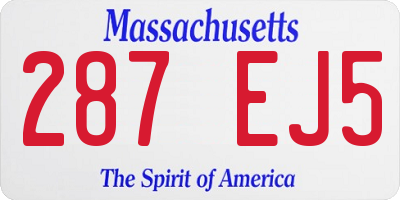MA license plate 287EJ5