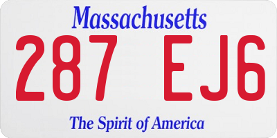 MA license plate 287EJ6