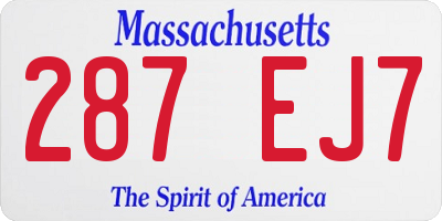 MA license plate 287EJ7