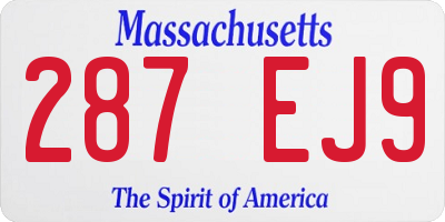 MA license plate 287EJ9