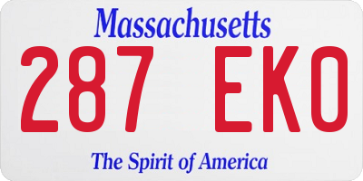 MA license plate 287EK0