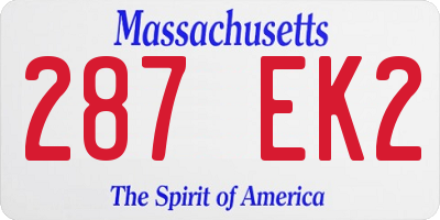 MA license plate 287EK2
