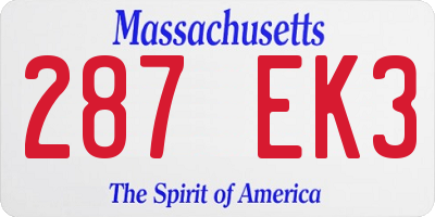 MA license plate 287EK3