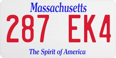 MA license plate 287EK4