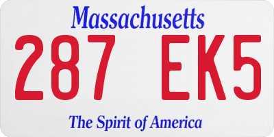 MA license plate 287EK5