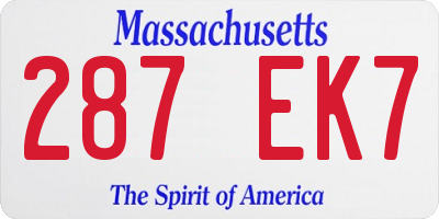 MA license plate 287EK7