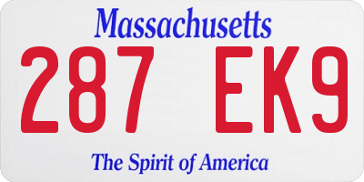 MA license plate 287EK9