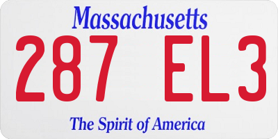 MA license plate 287EL3