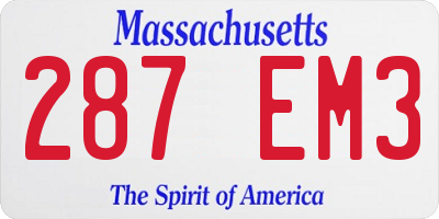 MA license plate 287EM3