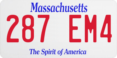 MA license plate 287EM4