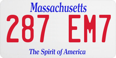 MA license plate 287EM7