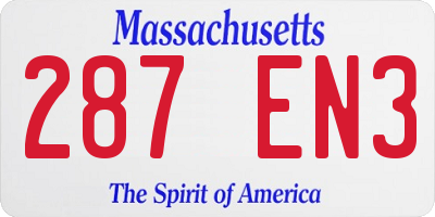 MA license plate 287EN3