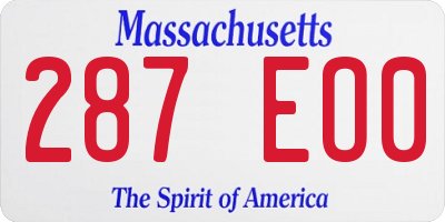 MA license plate 287EO0