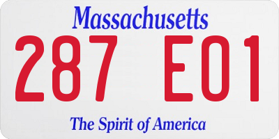 MA license plate 287EO1
