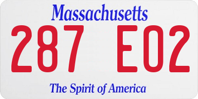 MA license plate 287EO2