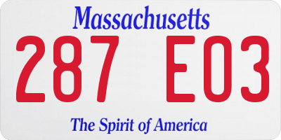 MA license plate 287EO3