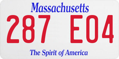 MA license plate 287EO4