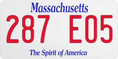 MA license plate 287EO5