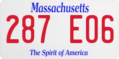 MA license plate 287EO6
