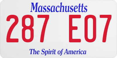 MA license plate 287EO7