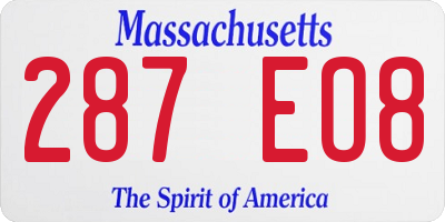 MA license plate 287EO8