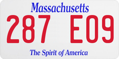 MA license plate 287EO9